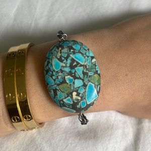 Handmade turquoise color stone bracelet